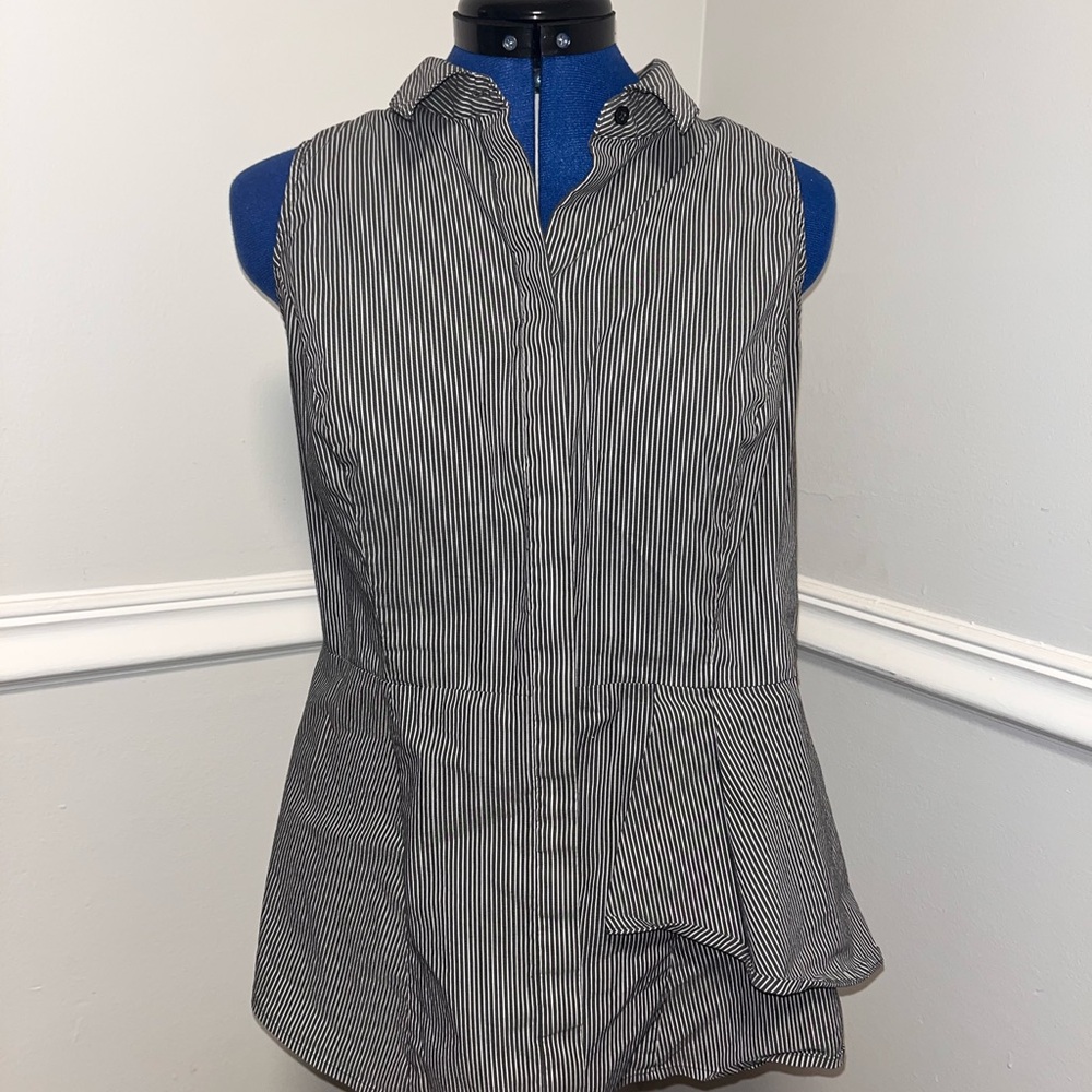 White House Black Market Black and White Striped Blouse